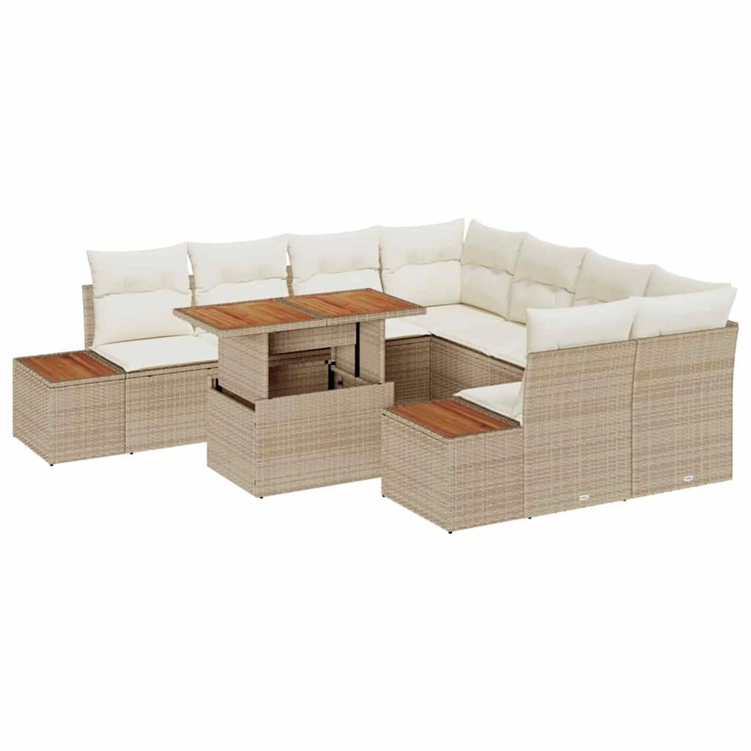 vidaXL 9-Teiliges Garten-Sofa-Set mit Kissen in Beige aus Poly Rattan 33587 günstig online kaufen