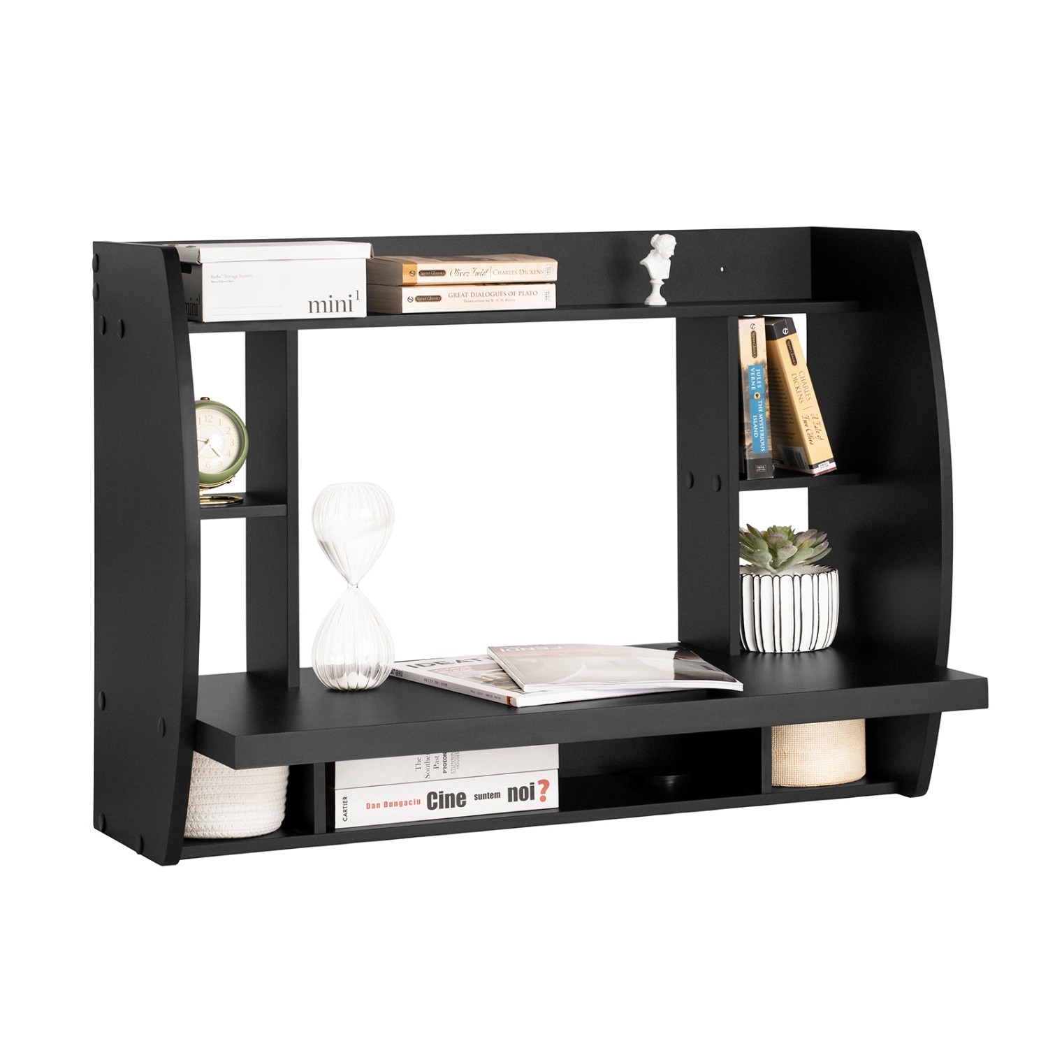 SoBuy Wandtisch Schreibtisch mit Ablagen Computertisch 82x60x39cm Schwarz F günstig online kaufen