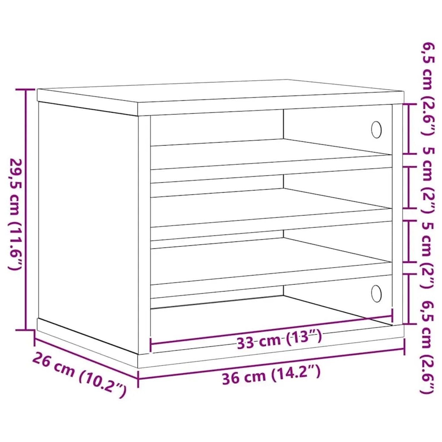 vidaXL Schreibtisch Organizer Altholz 36 x 26 x 29,5 cm Holzwerkstoff 869201_10