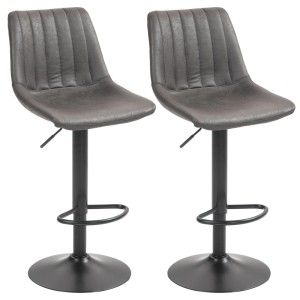 HOMCOM Barhocker Mikrofasertuch Metall 46,5L x 43B x 89-110H cm Dunkelgrau