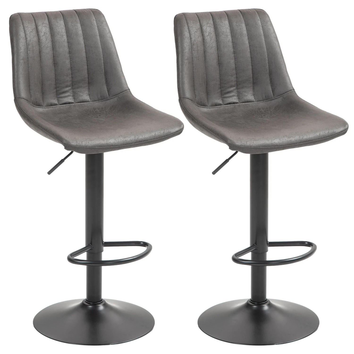 HOMCOM Barhocker Mikrofasertuch Metall 46,5L x 43B x 89-110H cm Dunkelgrau