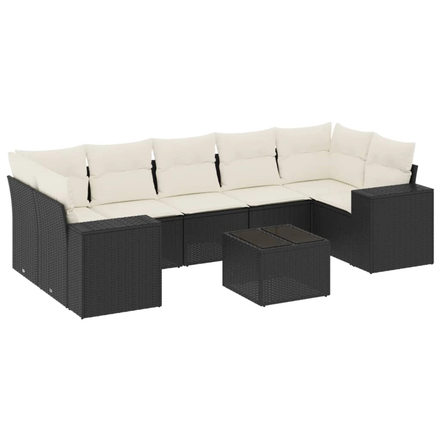 vidaXL 8-Tlg Garten-Sofagarnitur mit Kissen Schwarz Poly Rattan 3254673