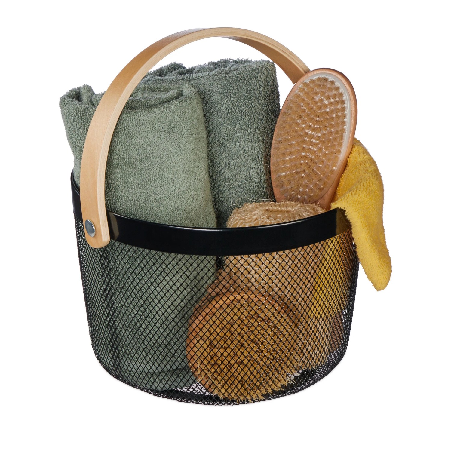 Relaxdays Drahtkorb Stahl Schwarz Mit Henkel 17,5 cm x 27,5 cm x 26,5 cm 0,4 kg