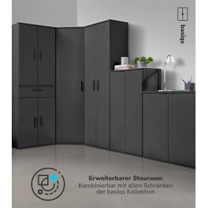 Mokebo Büroschränke in Anthrazit, erweiterbares Schranksystem für Büro oder Haushalt.