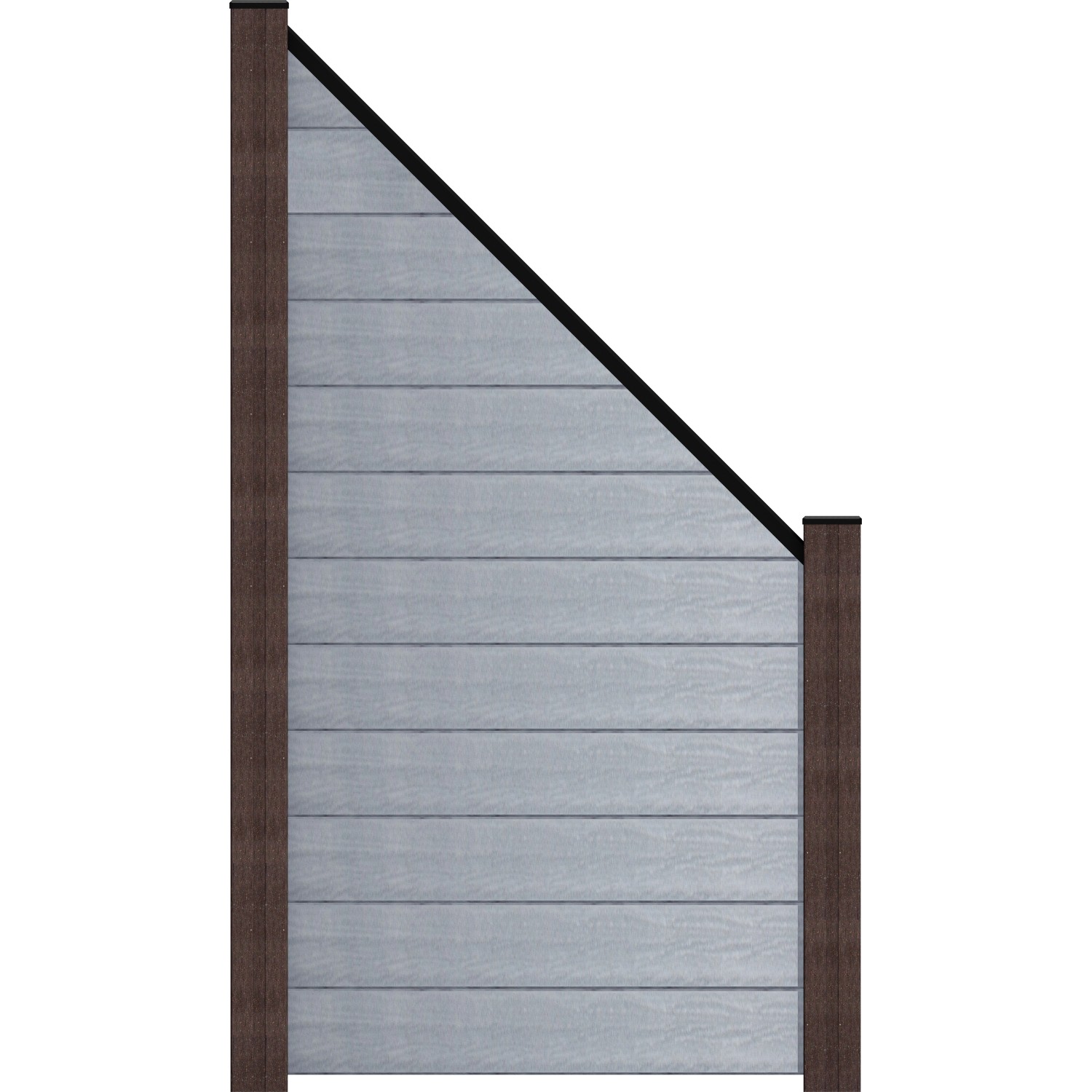 GroJa Steckzaun Solid Abgeschrägt 90 cm x 180/90 cm x 1,9 cm Steingrau