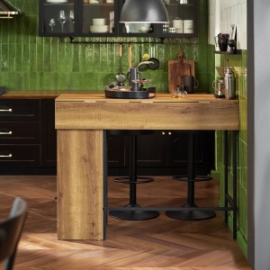 SoBuy Bartisch FWT98-PF mit erweiterbarer Arbeitsfläche, Holz/Metall Vintagebraun.