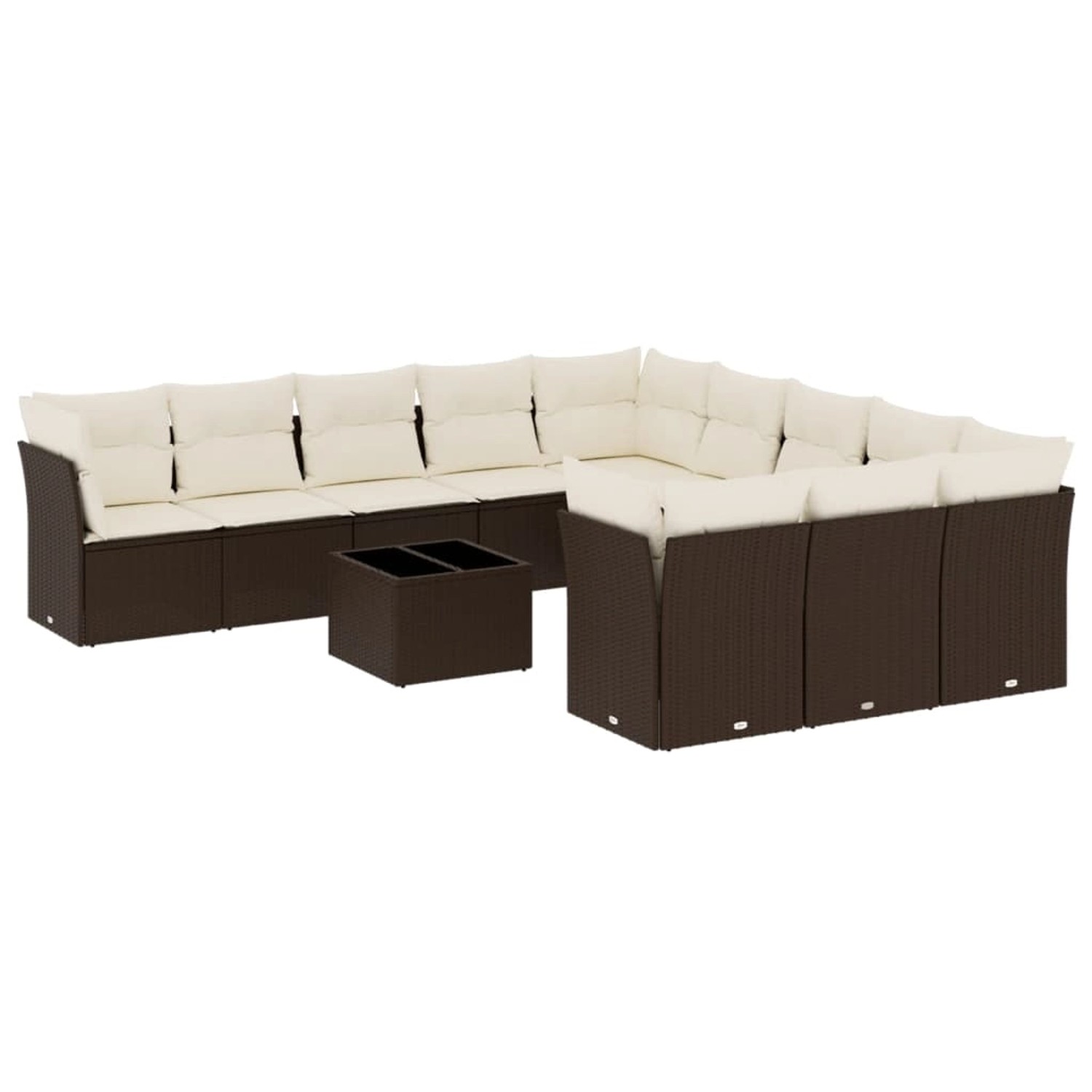 vidaXL 12-Tlg Garten-Sofagarnitur mit Kissen Braun Poly Rattan 3218423 günstig online kaufen
