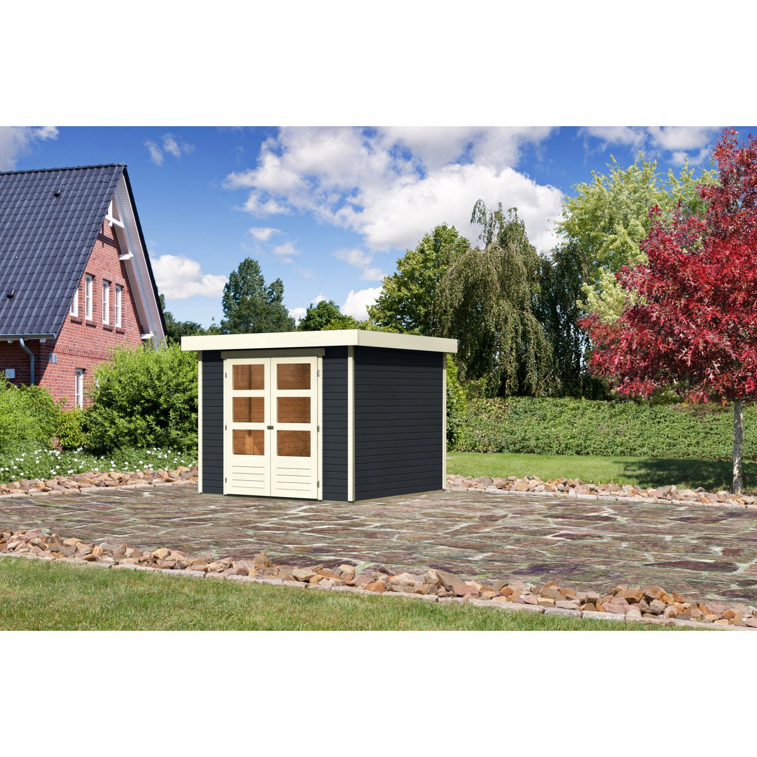 Karibu Gartenhaus Boras 3,5 Anthrazit 242 cm x 246 cm günstig online kaufen