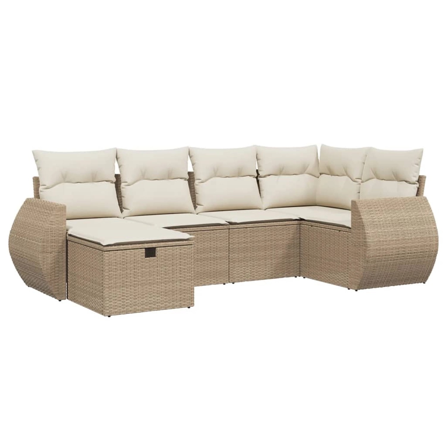 vidaXL 6-Tlg Garten-Sofagarnitur mit Kissen Beige Poly Rattan 3264104 günstig online kaufen