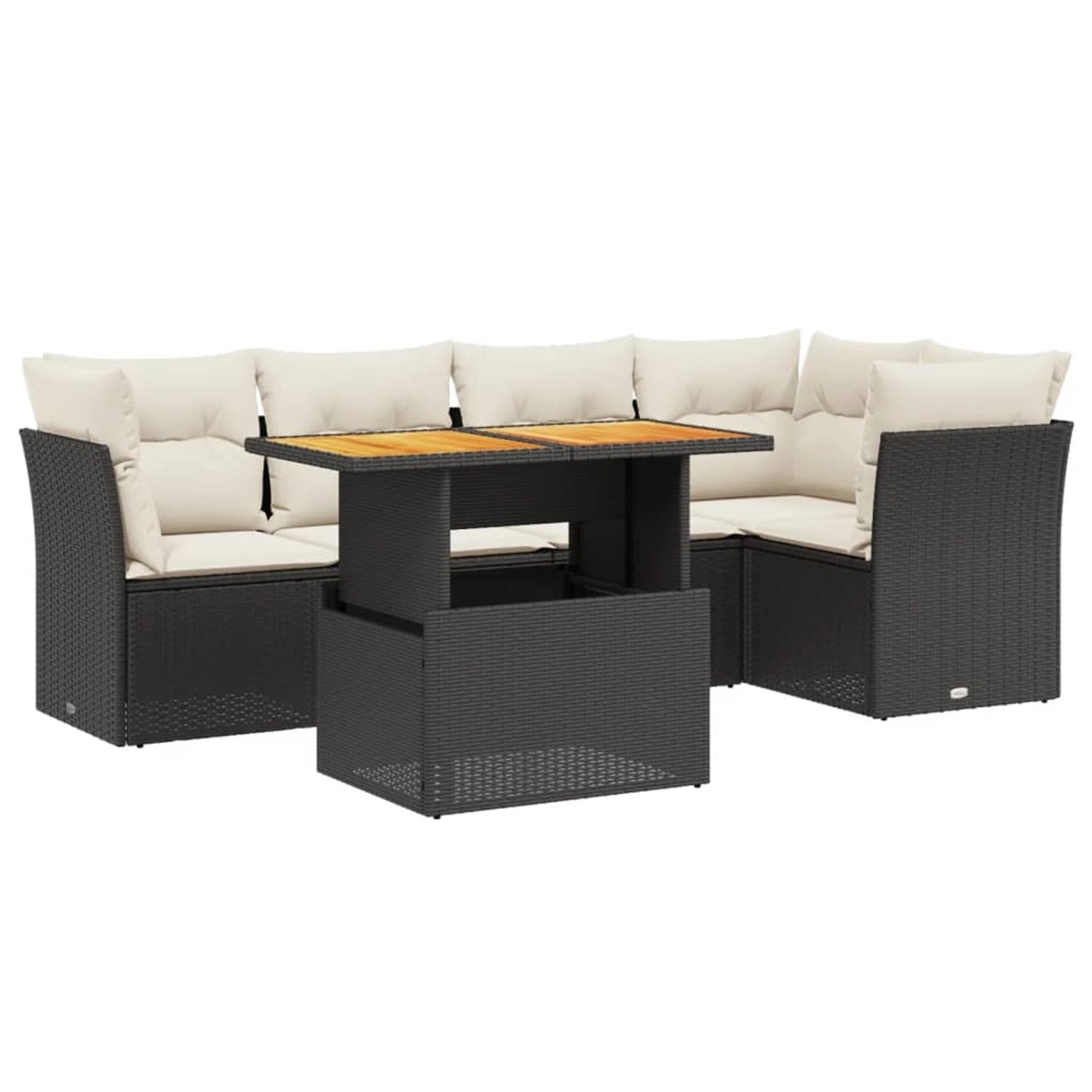 vidaXL 5-Tlg Garten-Sofagarnitur mit Kissen Schwarz Poly Rattan 3270818 günstig online kaufen