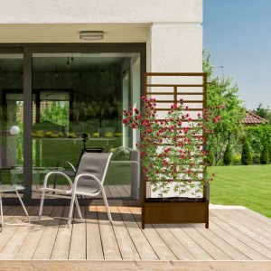Relaxdays Pflanzkasten Holz Braun mit Rankgitter Sichtschutz 171 cm x 71,5 cm x 32 cm 6 kg