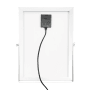 Rückseite des LUXULA LED Solarstrahlers mit Solarpanel, Akku und Kabel in Schwarz.