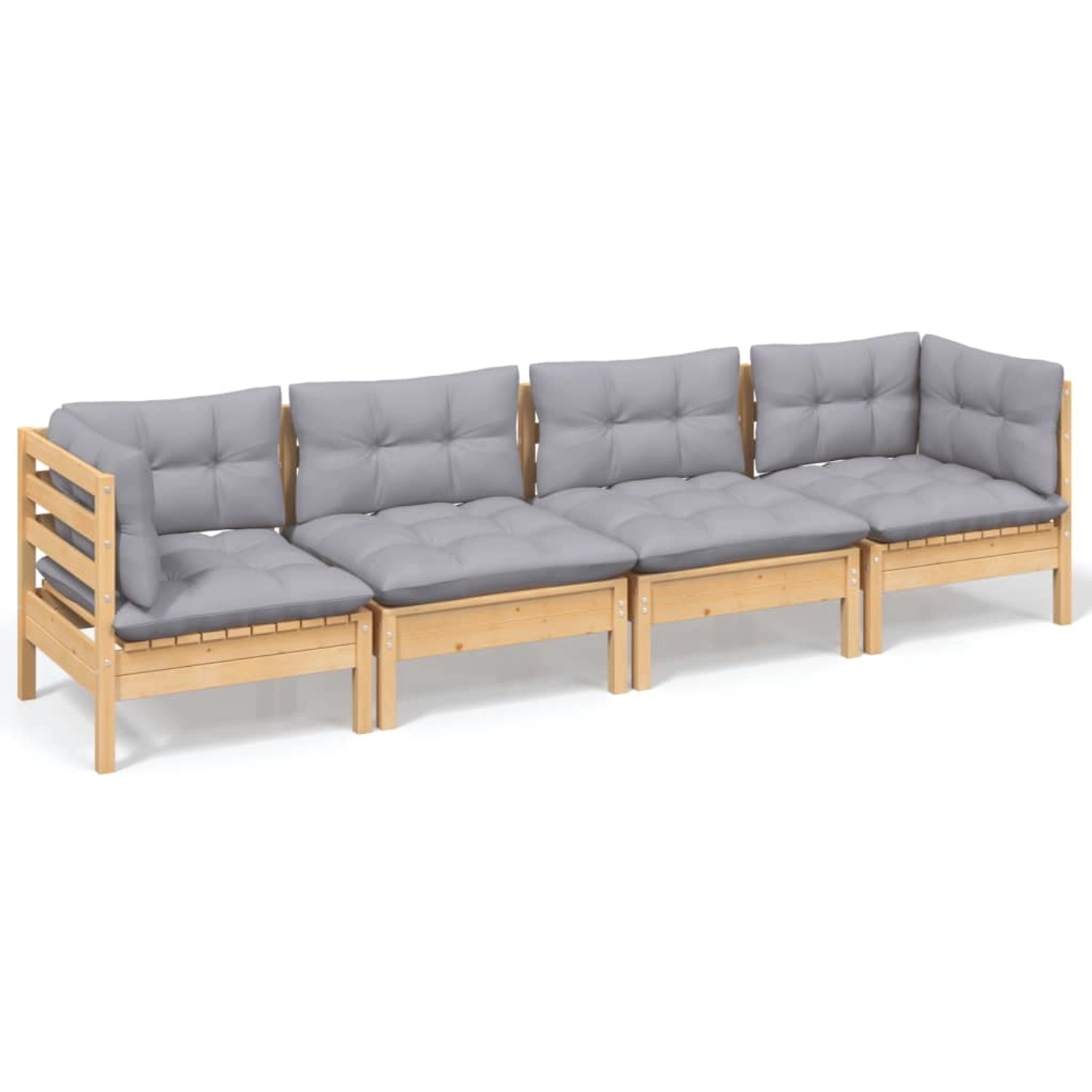 vidaXL 4-Tlg Garten-Lounge-Set mit Grauen Kissen Kiefer Massivholz 3096147 günstig online kaufen