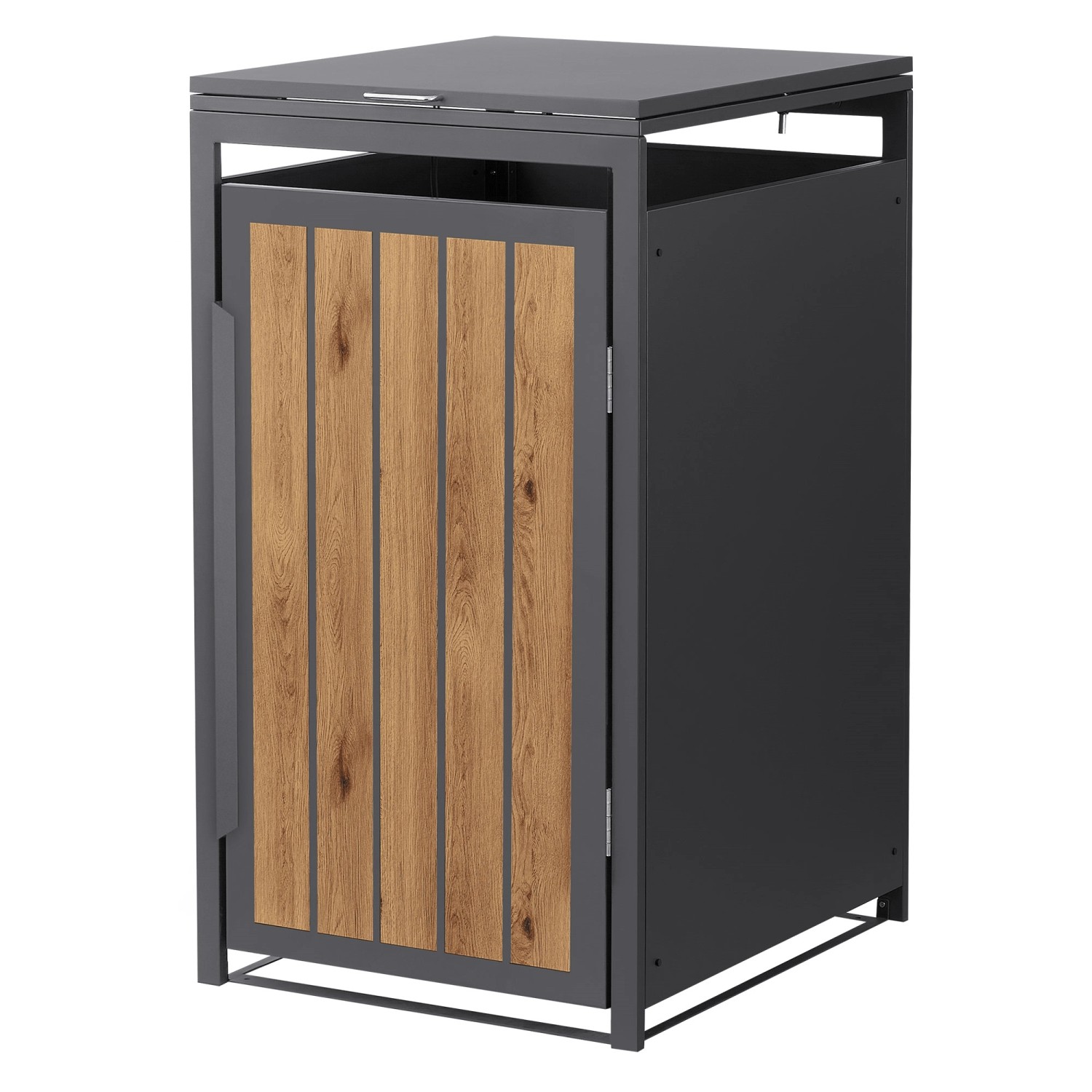 ML-Design Mülltonnenbox 1Er 240L Anthrazit-Holzoptik aus Stahl günstig online kaufen
