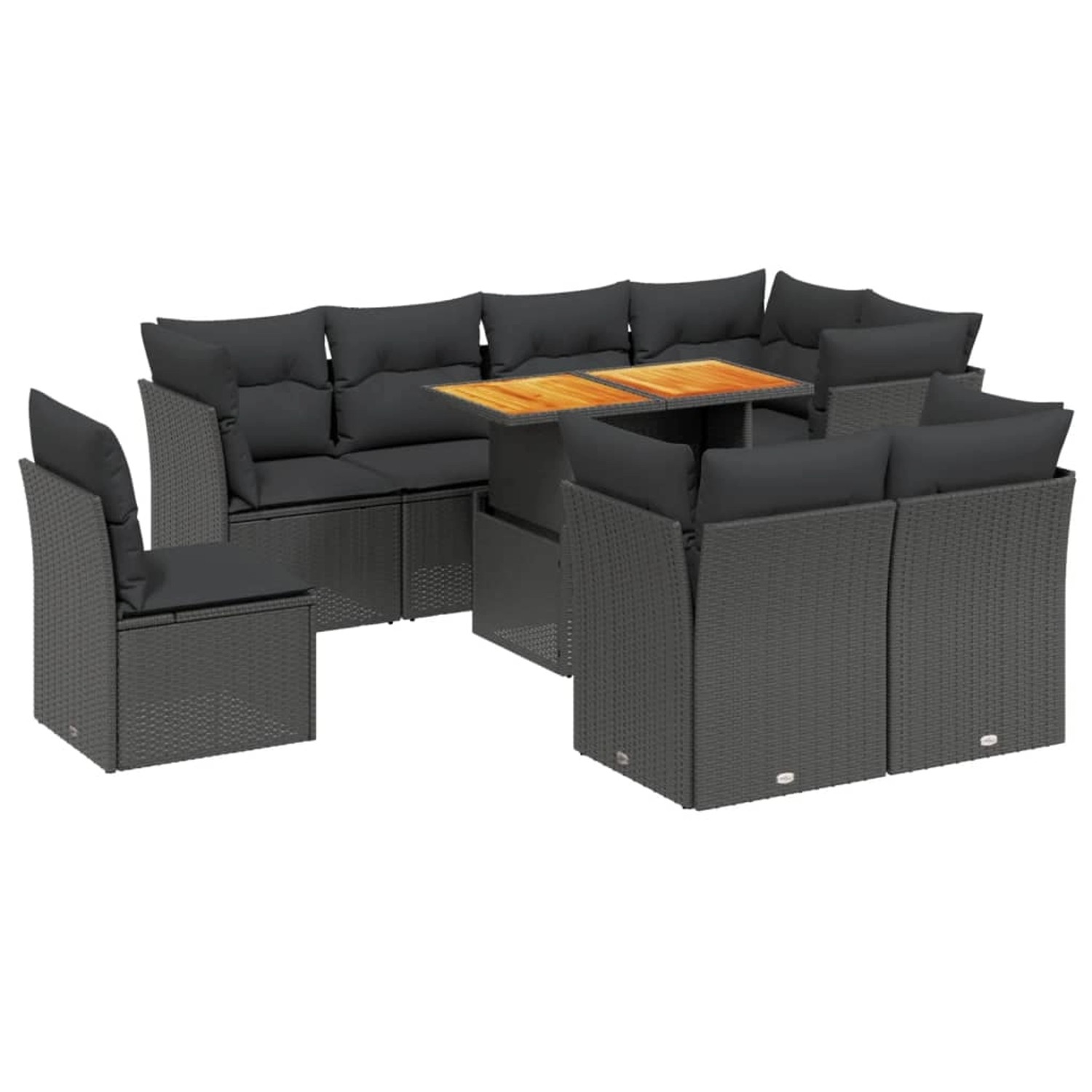 vidaXL 9-Tlg Garten-Sofagarnitur mit Kissen Schwarz Poly Rattan 3270929 günstig online kaufen