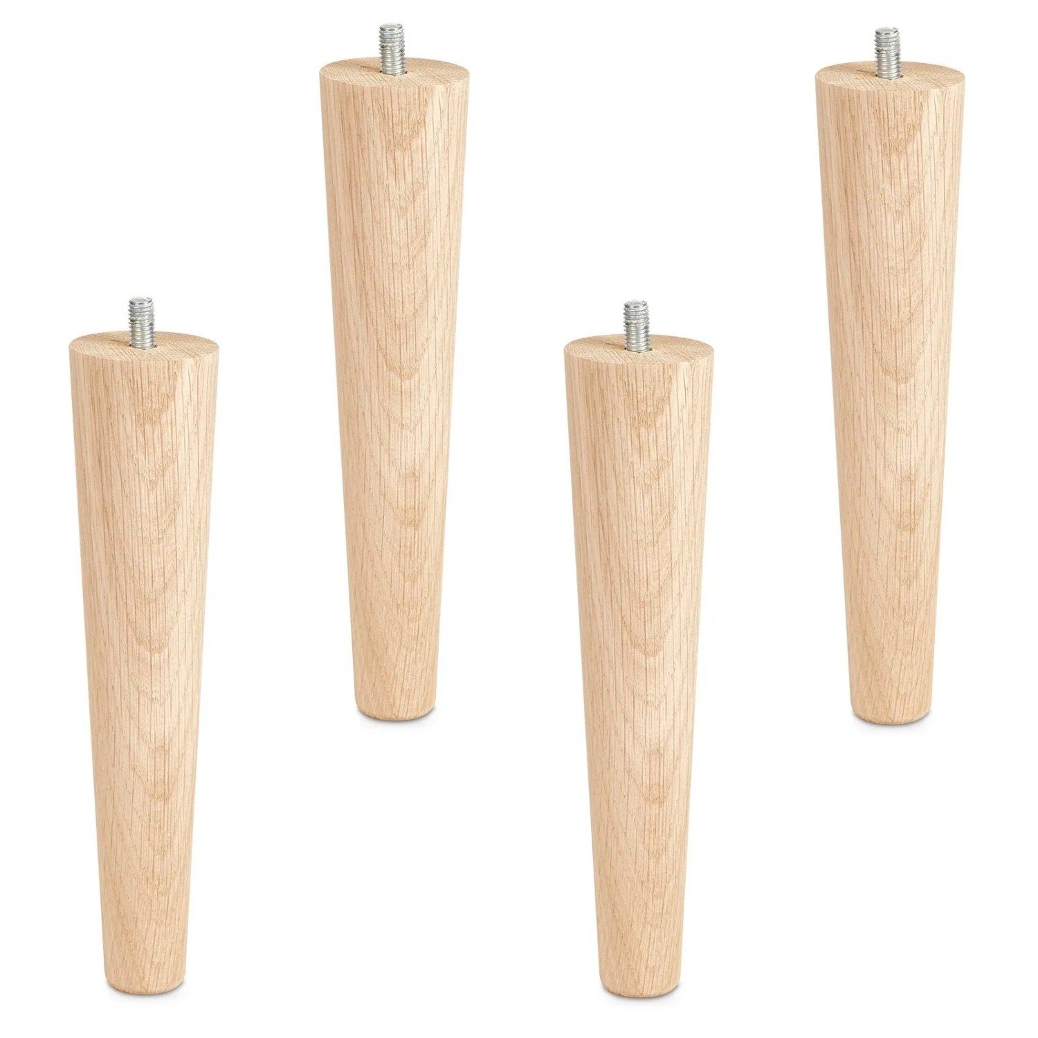 SOTECH 4 Stück Möbelfüße Eiche Massiv Ø45 25 mm Höhe 200 mm