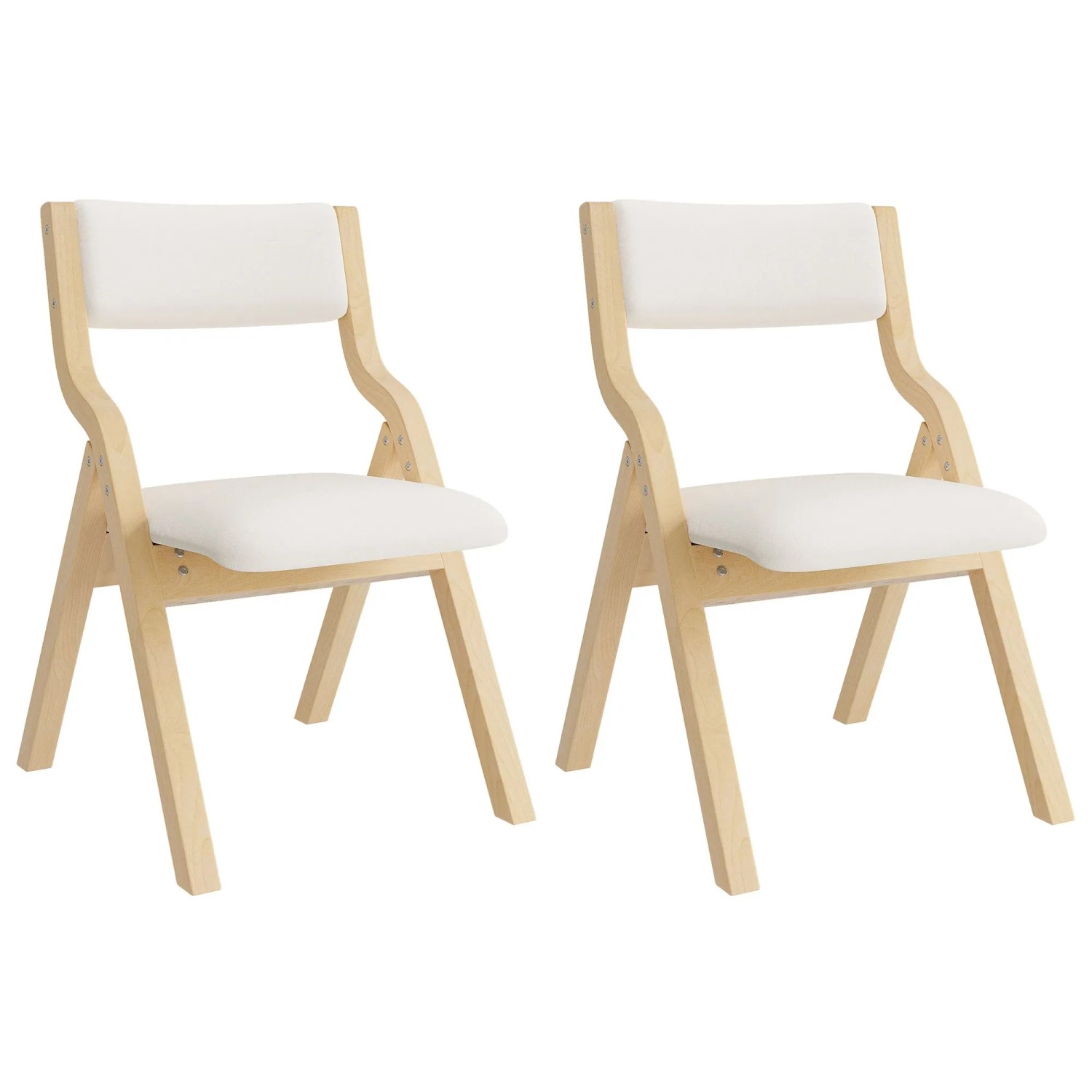 Merax 2 Klappbare Esszimmerstühle Massivholz Leinen Faltstuhl Küchenstuhl Beige