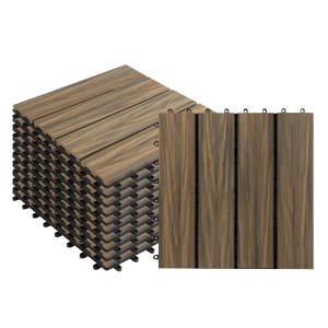 KARAT WPC Terrassenfliesen Classic Mix Teak, 11er-Set (1m²). Wetterfeste Holzfliesen mit Klicksystem.