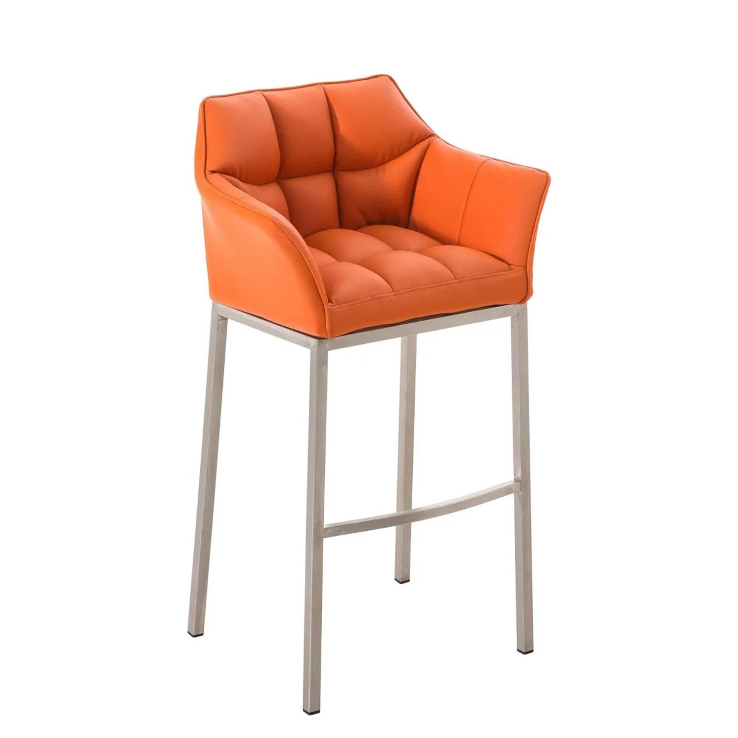 CLP Barhocker Damaso Kunstleder Mit Vierfußgestell Orange/Edelstahl