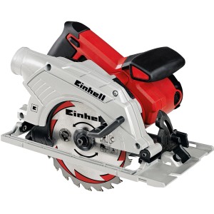 Einhell Handkreissäge TE-CS 165: Rote Elektro-Säge mit Metallsägeblatt für präzise Schnitte.