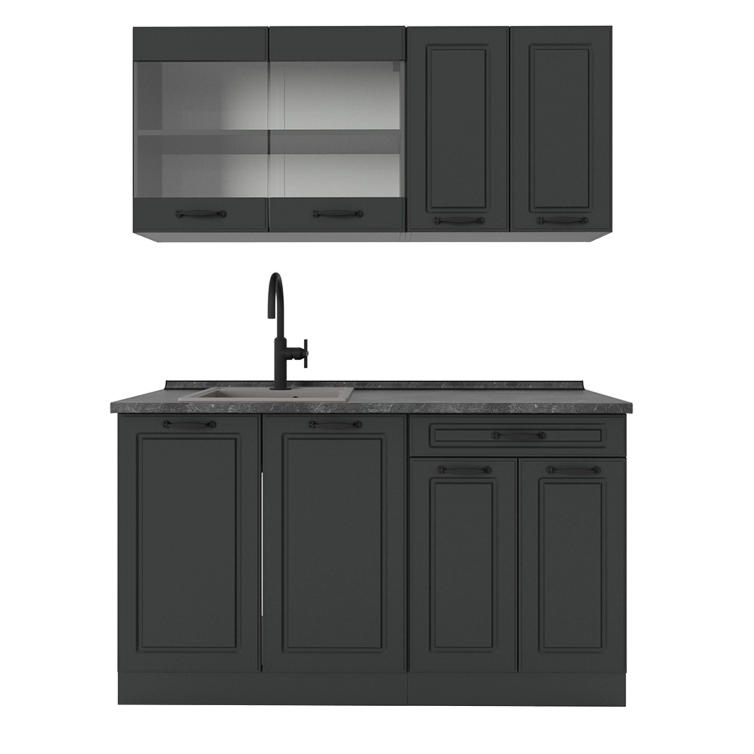 Vicco R-Line Singleküche Anthrazit Landhaus/Anthrazit 140 cm AP Anthrazit günstig online kaufen