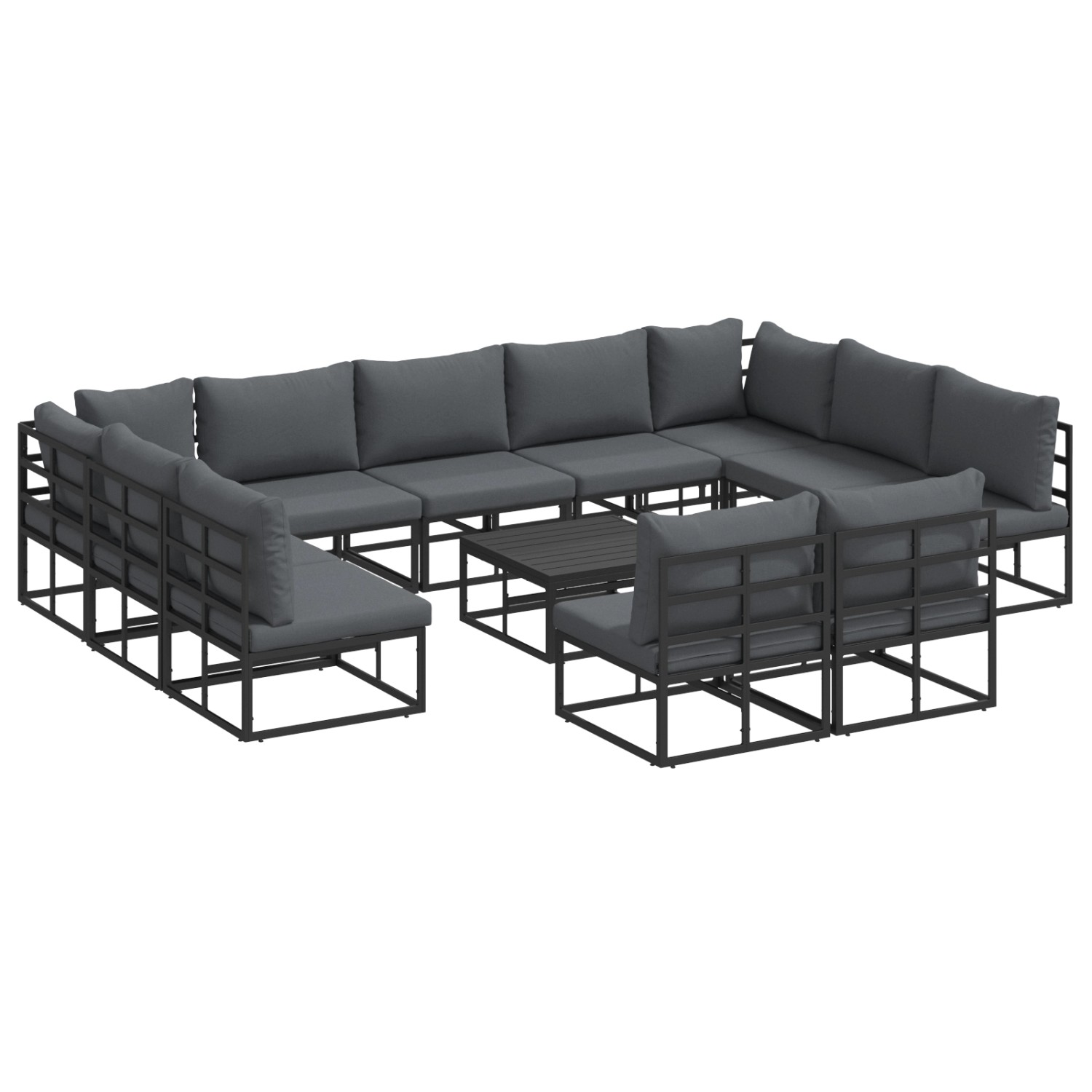 vidaXL Garten-Sofa-Set mit Kissen 12-Tlg Schwarz Aluminium 3378917 günstig online kaufen