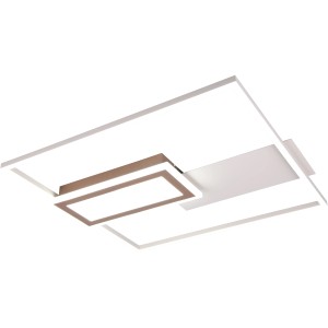 Moderne LED Deckenleuchte Spiro in Warm-Grey und Coffee, dimmbar, 53x50cm.