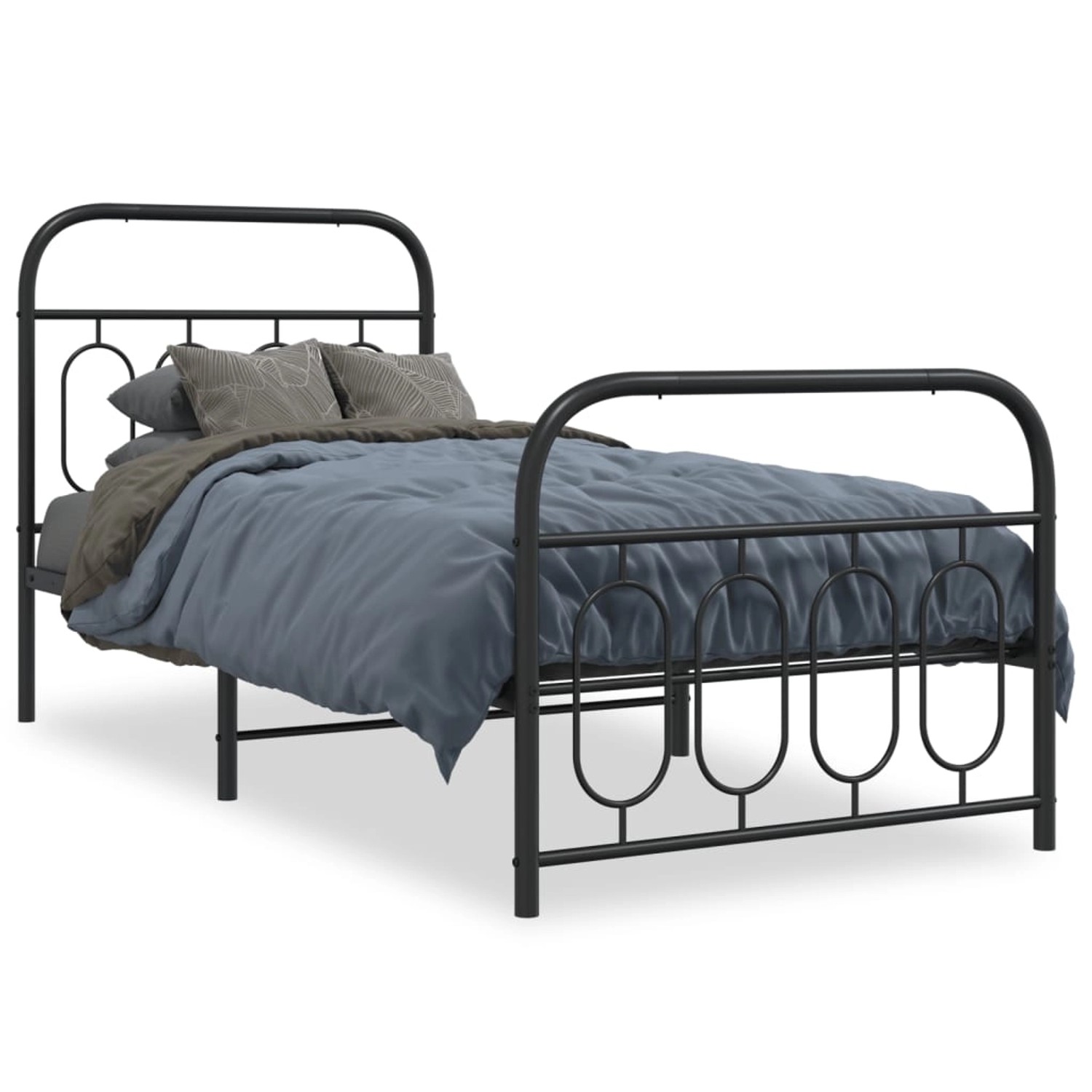 vidaXL Bettgestell mit Kopf- und Fußteil Metall Schwarz 80x200 cm 377126 günstig online kaufen