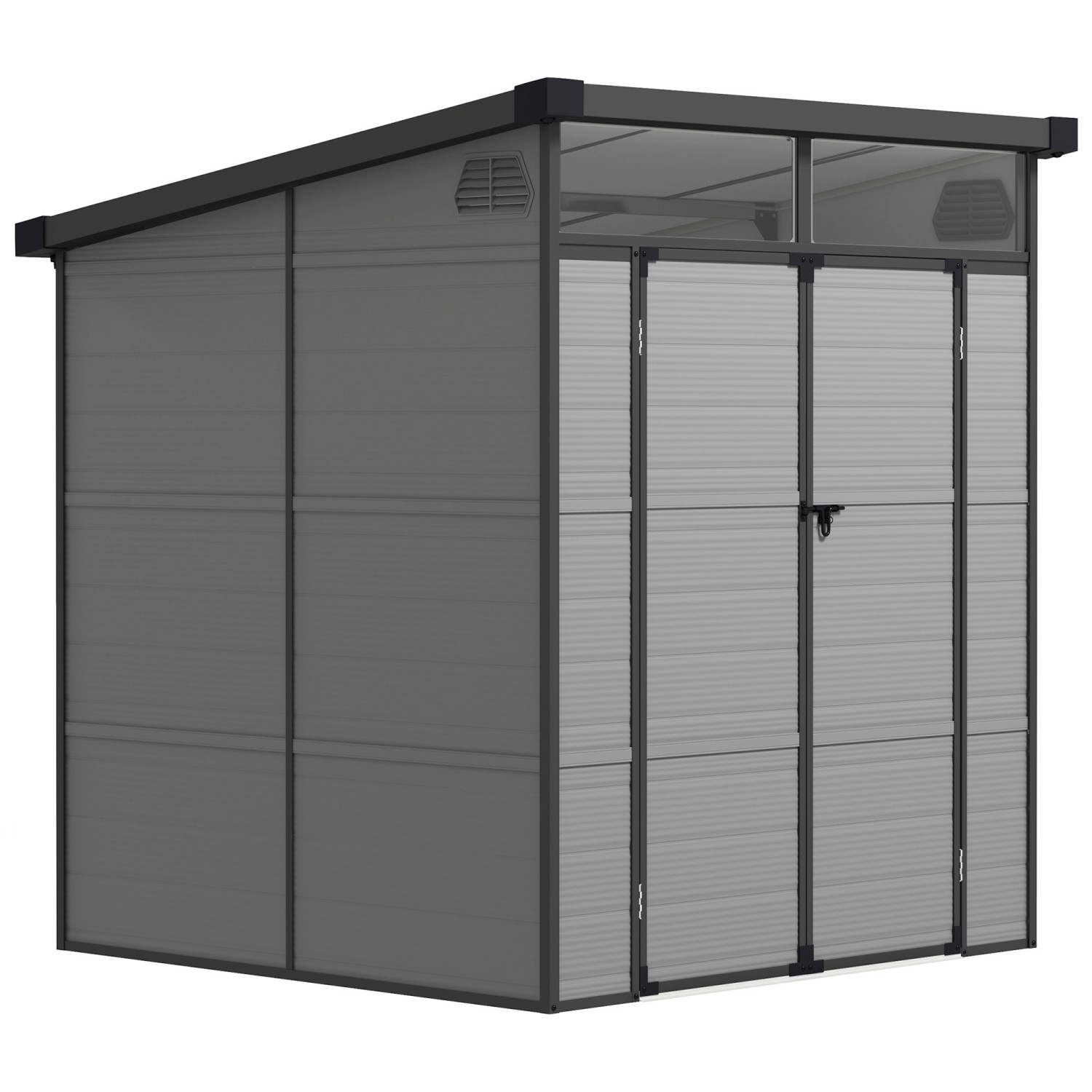 Outsunny Gerätehaus Kunststoff Aluminium Hellgrau 190L x 191B x 215H cm günstig online kaufen