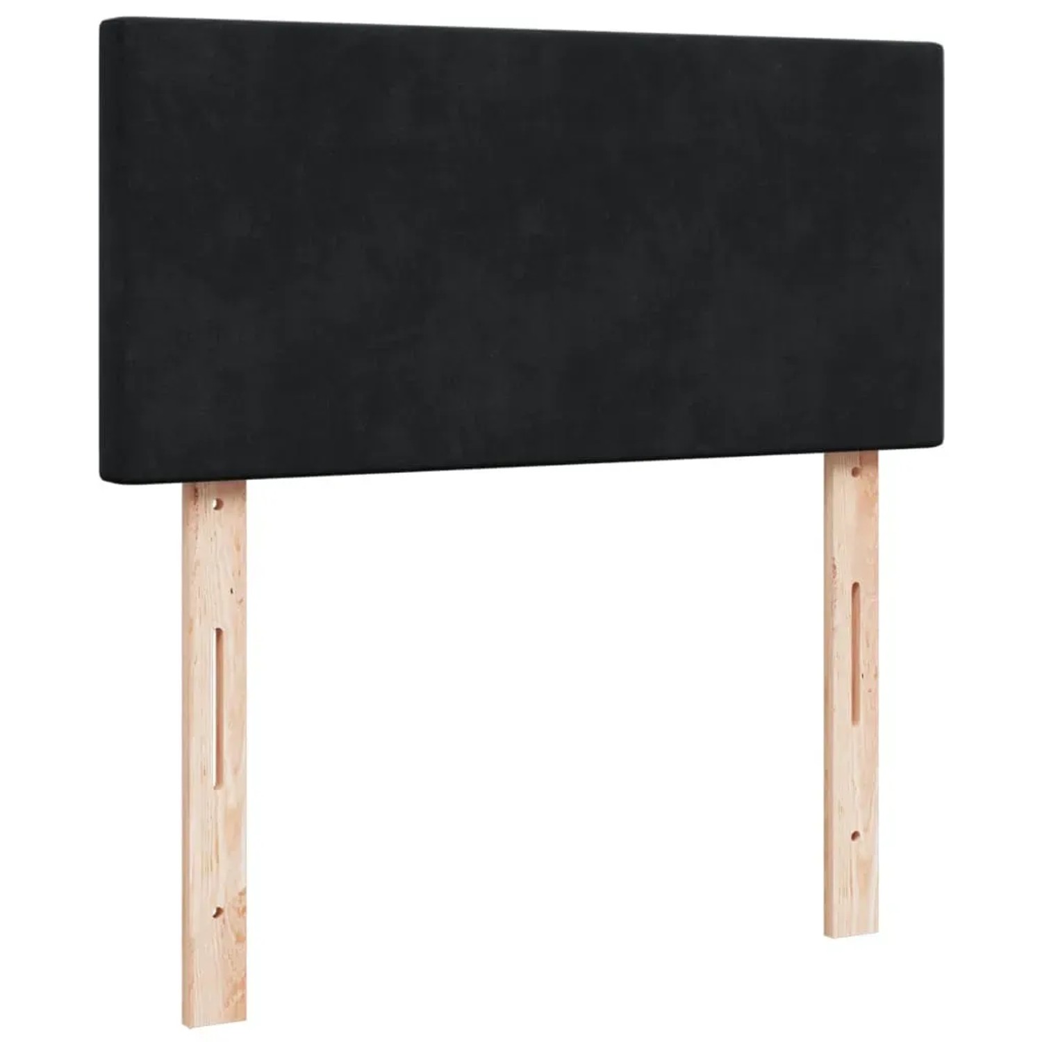 Schwarzes vidaXL Boxspringbett Kopfteil aus Samt, 100x200 cm, mit Holzfüßen.