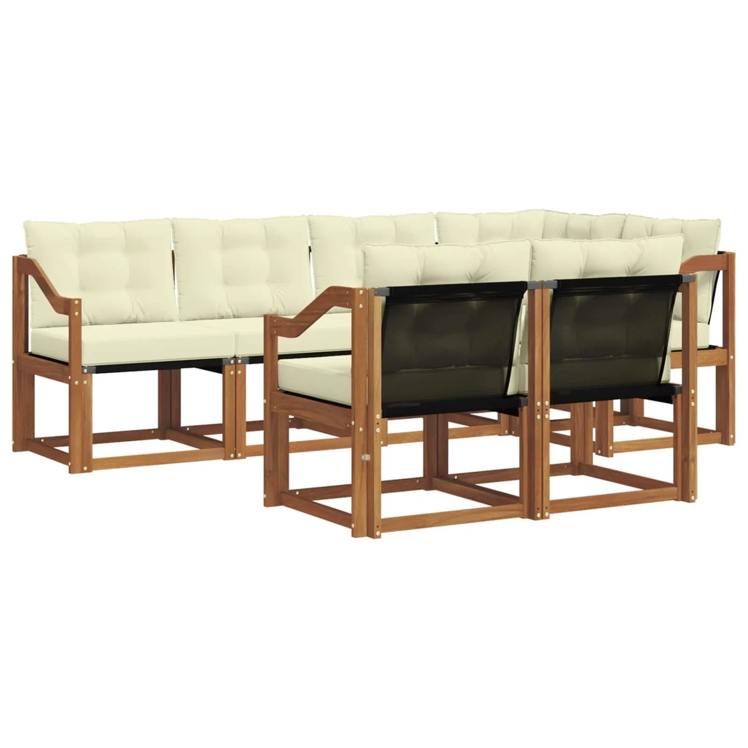 vidaXL Outdoor-Sofagarnitur mit Kissen 7-Tlg Natur und Creme 3368769