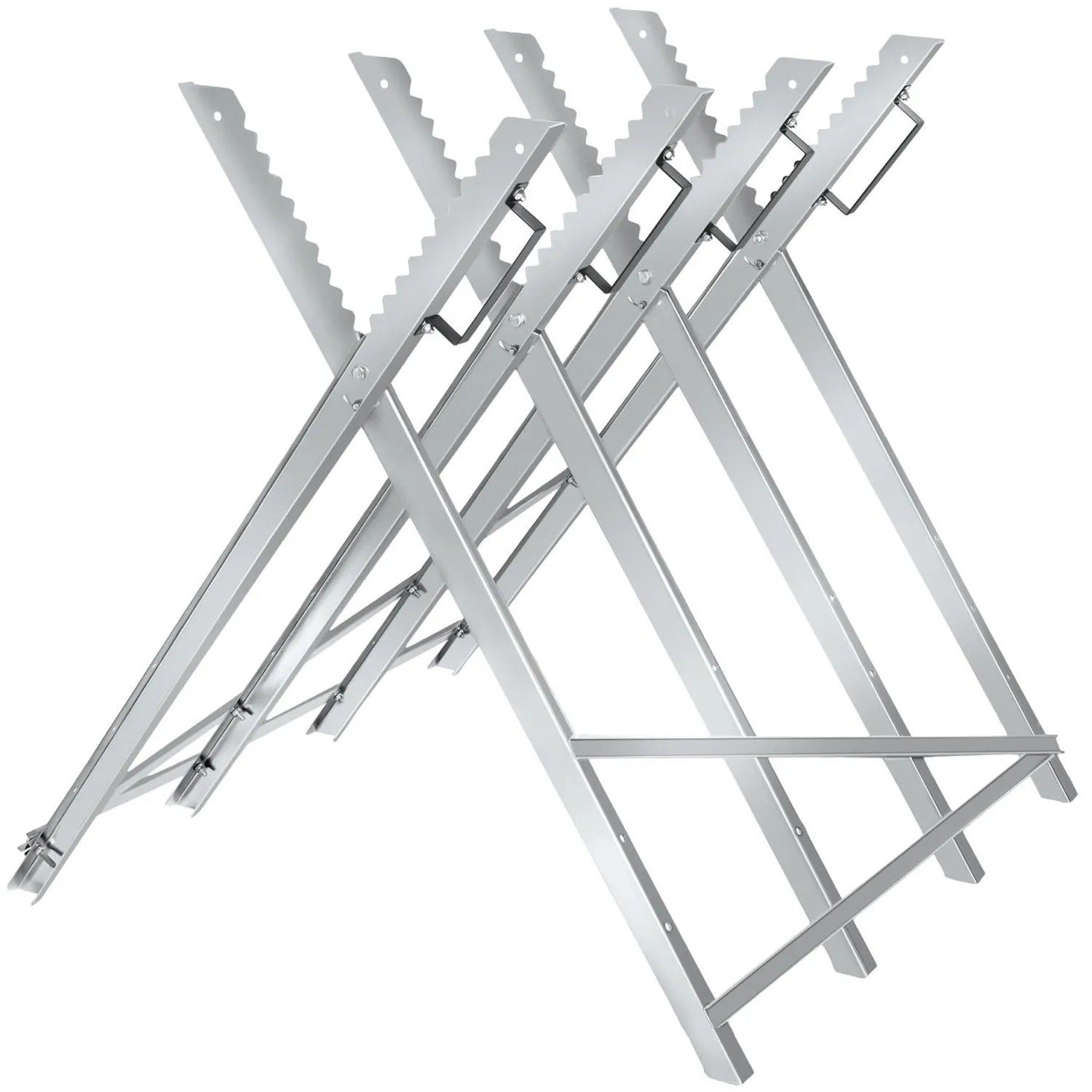 Tectake Holzsägebock Horst Aus Verzinktem Stahl Mit 4 Stammhaltern Zahnung Für Feste Fixierung  84 x 80 x 80 cm Grau