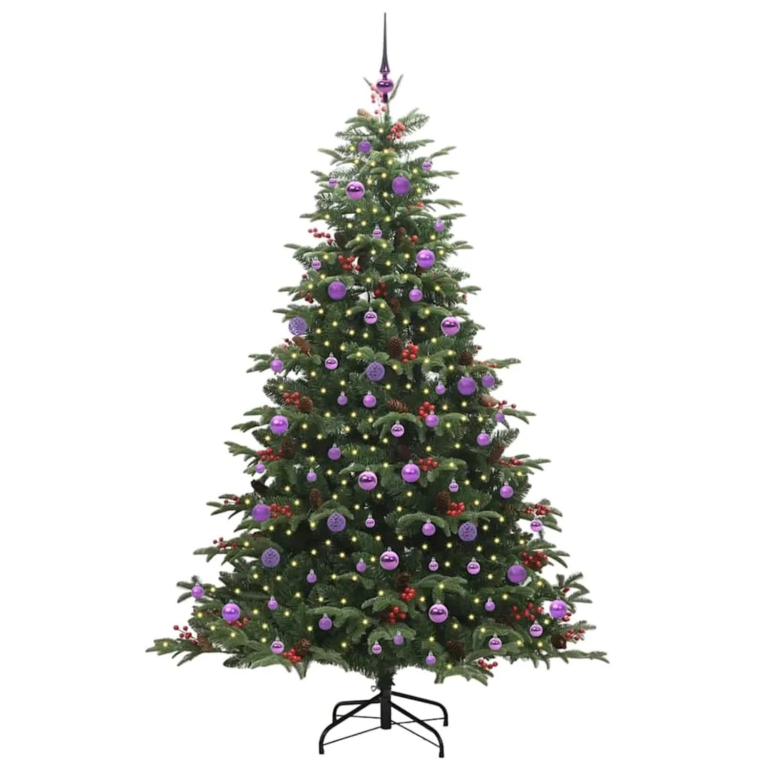 vidaXL Künstlicher Weihnachtsbaum mit 300 LEDs mit Ständer Grün 210 cm 3395565