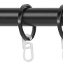 Schwarze Mydeco Gardinenstange (Ø2cm, 100cm) mit Endstück Ball, inkl. Ringe und Träger.