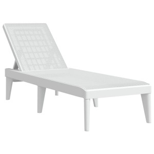 Weiße vidaXL Sonnenliege (186x60x29 cm) aus Polypropylen für Garten und Terrasse.