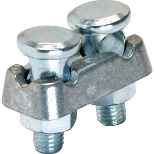 Anschlussklemmen für Kreuzerder, 2-fach, für Rundleiter Ø 8-10 mm, Erdungsmaterial.