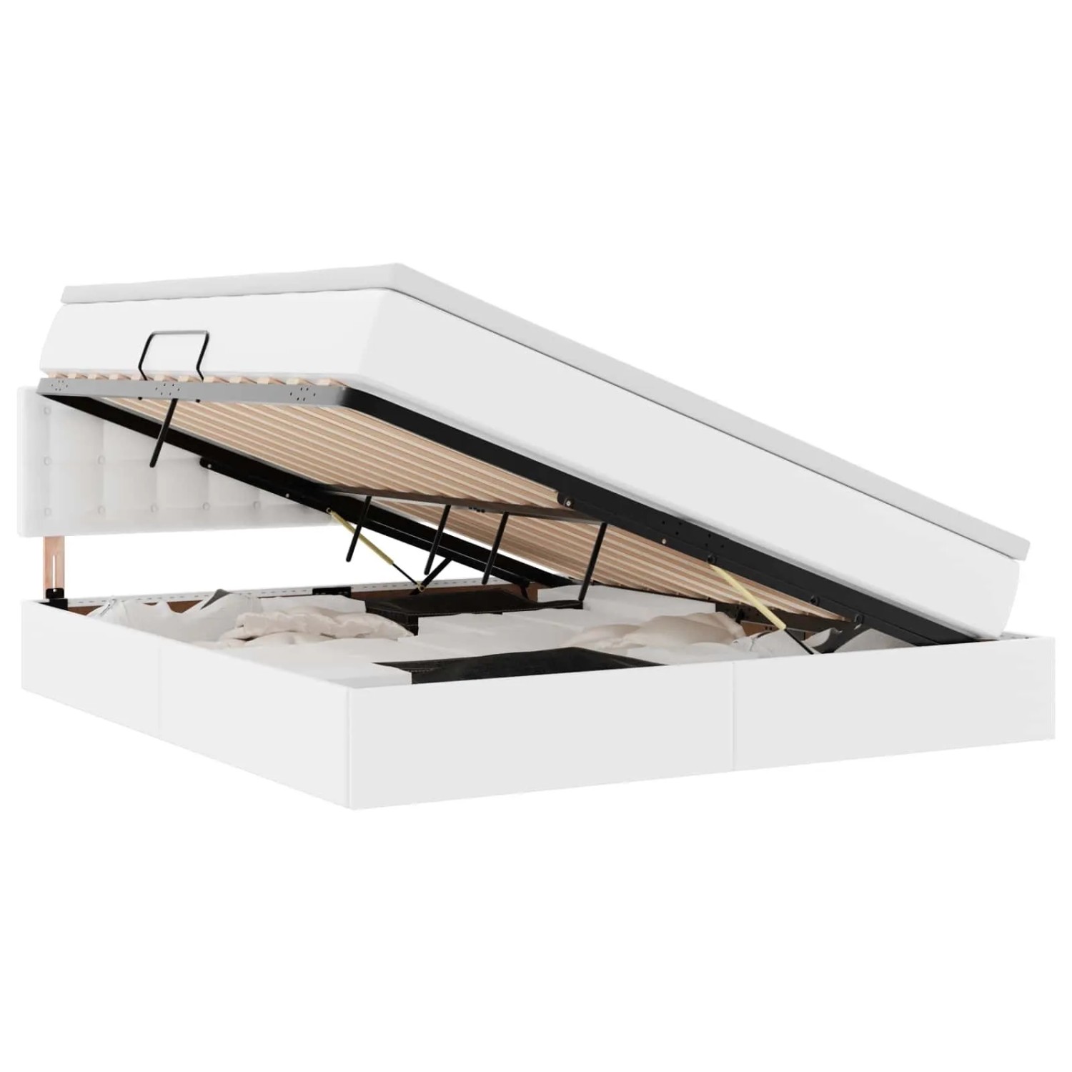 vidaXL Bett mit Stauraum und LED Reinweiß 180 x 200 cm Kunstleder 3371042