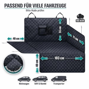 BigDean Kofferraumschutz Hund Mit Seiten Und Ladekantenschutz 600D Oxford Wasserdicht Kratzfest Für Kombi SUV Und Kleinwagen
