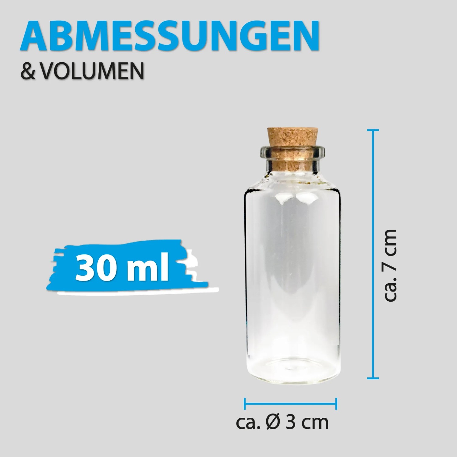 Bestlivings Glasfläschchen, 30 ml, mit Korken. Ideal zur Aufbewahrung von Flüssigkeiten, Gewürzen und Ölen.