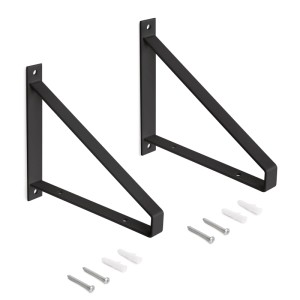 Emuca Satz Träger-Set für Regale in Holz Shelf mit Dreieckiger Form Stahl Schwarz Satz Regalträger-Set