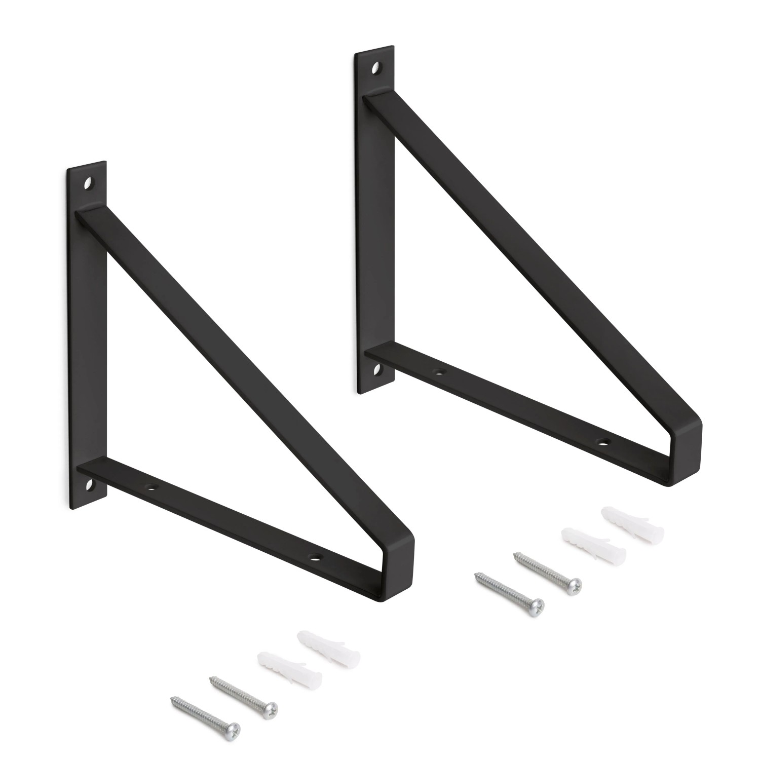 Emuca Satz Träger-Set für Regale in Holz Shelf mit Dreieckiger Form Stahl Schwarz Satz Regalträger-Set
