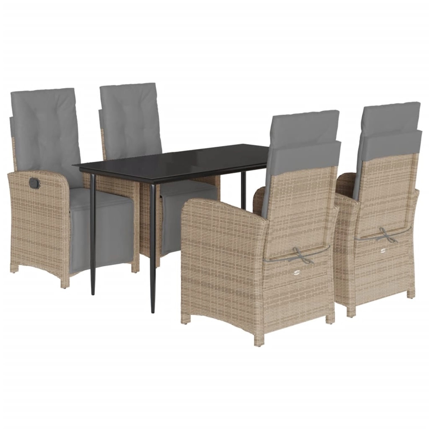 vidaXL 5-Tlg Garten-Essgruppe mit Kissen Beige Poly Rattan 3212586 günstig online kaufen