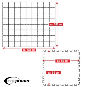 Blaues eyepower Poolunterlage 72er Set, 50x50 cm, schützt den Poolboden vor Beschädigungen.