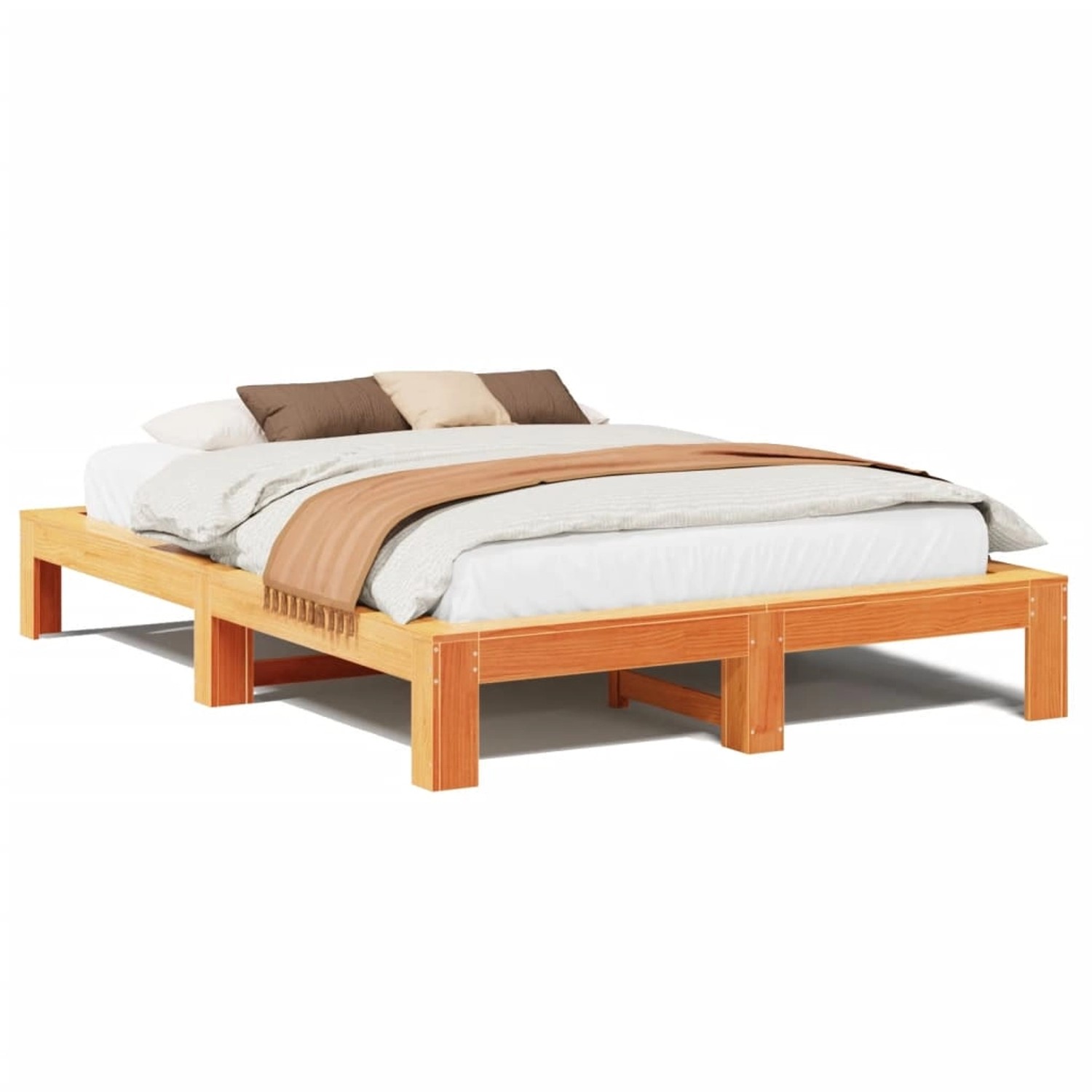 vidaXL Massivholzbett ohne Matratze Wachsbraun 140x190 cm Kiefernholz 33087 günstig online kaufen