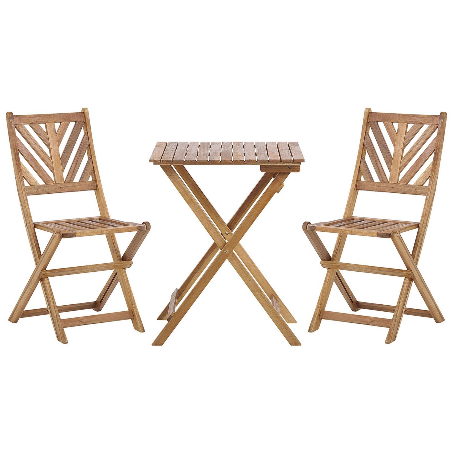 Beliani Bistro Set TERNI Heller Holzfarbton 58x58x88