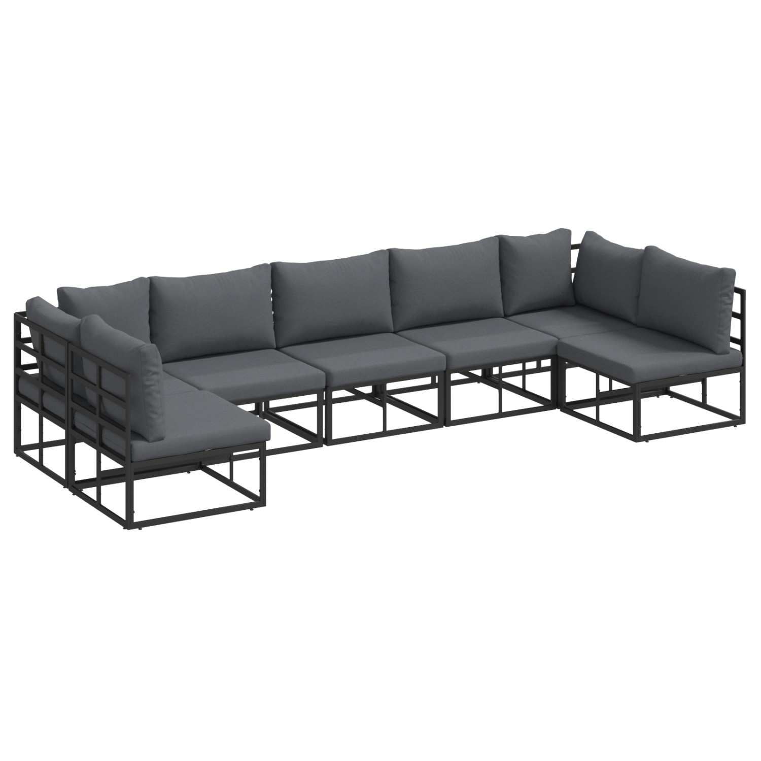 vidaXL Garten-Sofa-Set mit Kissen 7-Tlg Schwarz Aluminium 3378850 günstig online kaufen