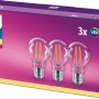 Philips E27 LED Leuchtmittel in Glühlampenform, 3er-Pack, 7W, warmweißes Licht.