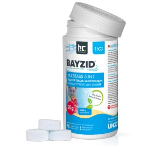 Bayzid Multitabs 5in1 20g, 1kg Dose für Poolpflege. Chlor-Tabletten zur Langzeitpflege.