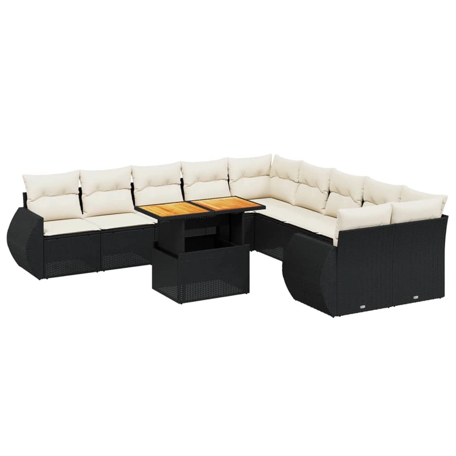 vidaXL 11-Tlg Garten-Sofagarnitur mit Kissen Schwarz Poly Rattan 3272386 günstig online kaufen