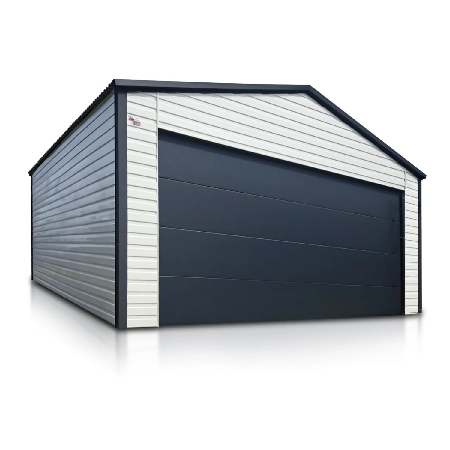 Liderstal Doppelgarage Basic aus Blech 600 x 580 cm Seitengiebel Sektionaltore Weiß